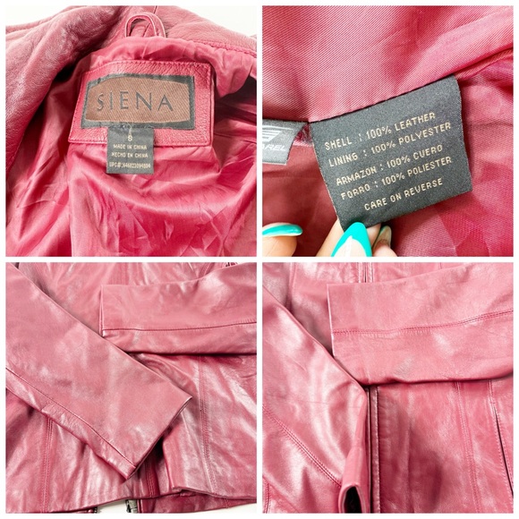 🪩 267. SIENA women’s small wine red leather jacket full zip - Picture 11 of 12